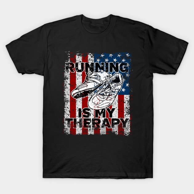 Running Is My Therapy Shirt Marathon T-Shirt by RadStar